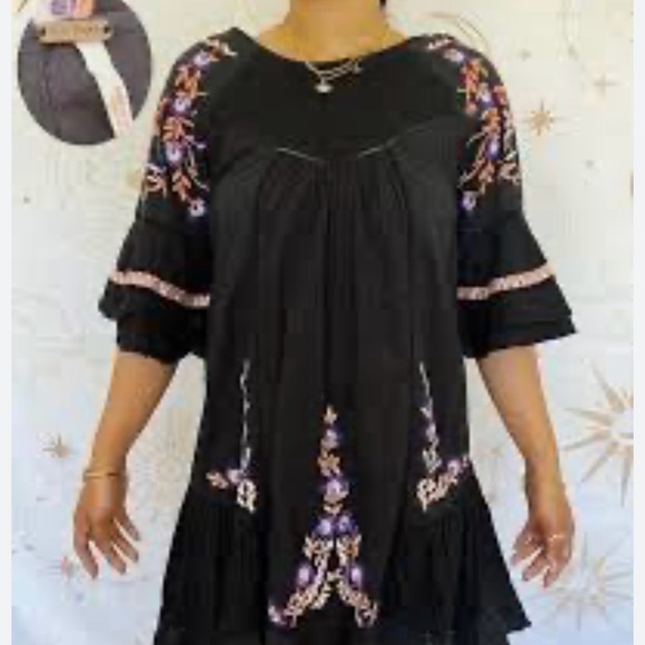 FREE PEOPLE EMBROIDERED BABYDOLL “PAVLO” DRESS SIZE XS - Picture 6 of 8